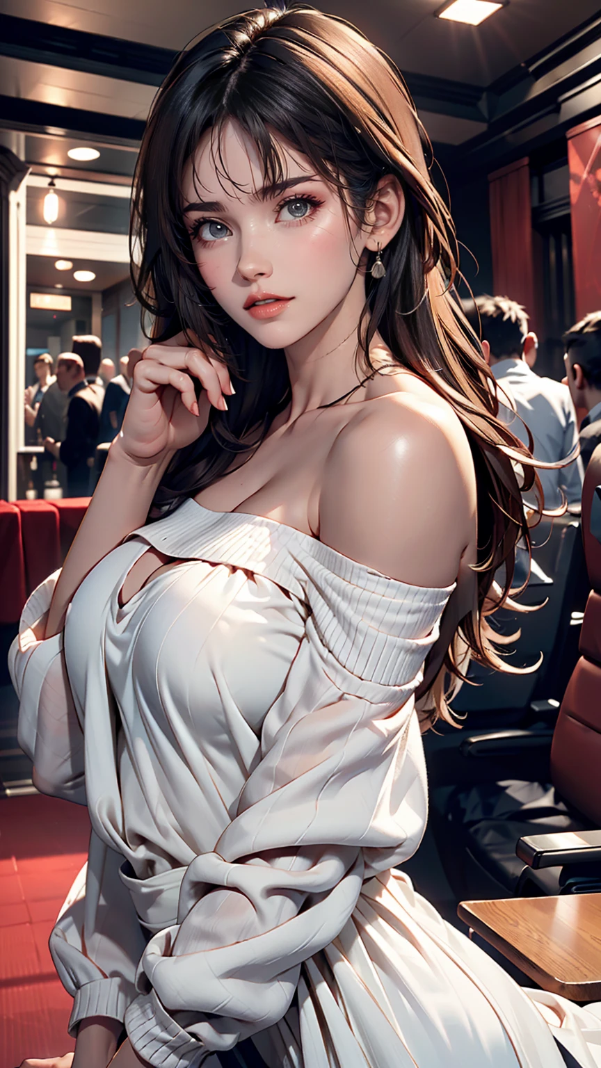 highest quality, masterpiece, Ultra-high resolution, (Realistic: 1.4), RAW Photos, One girl, Off the shoulder, Cinema Lighting, Kiss pose, Heterochromia iridis