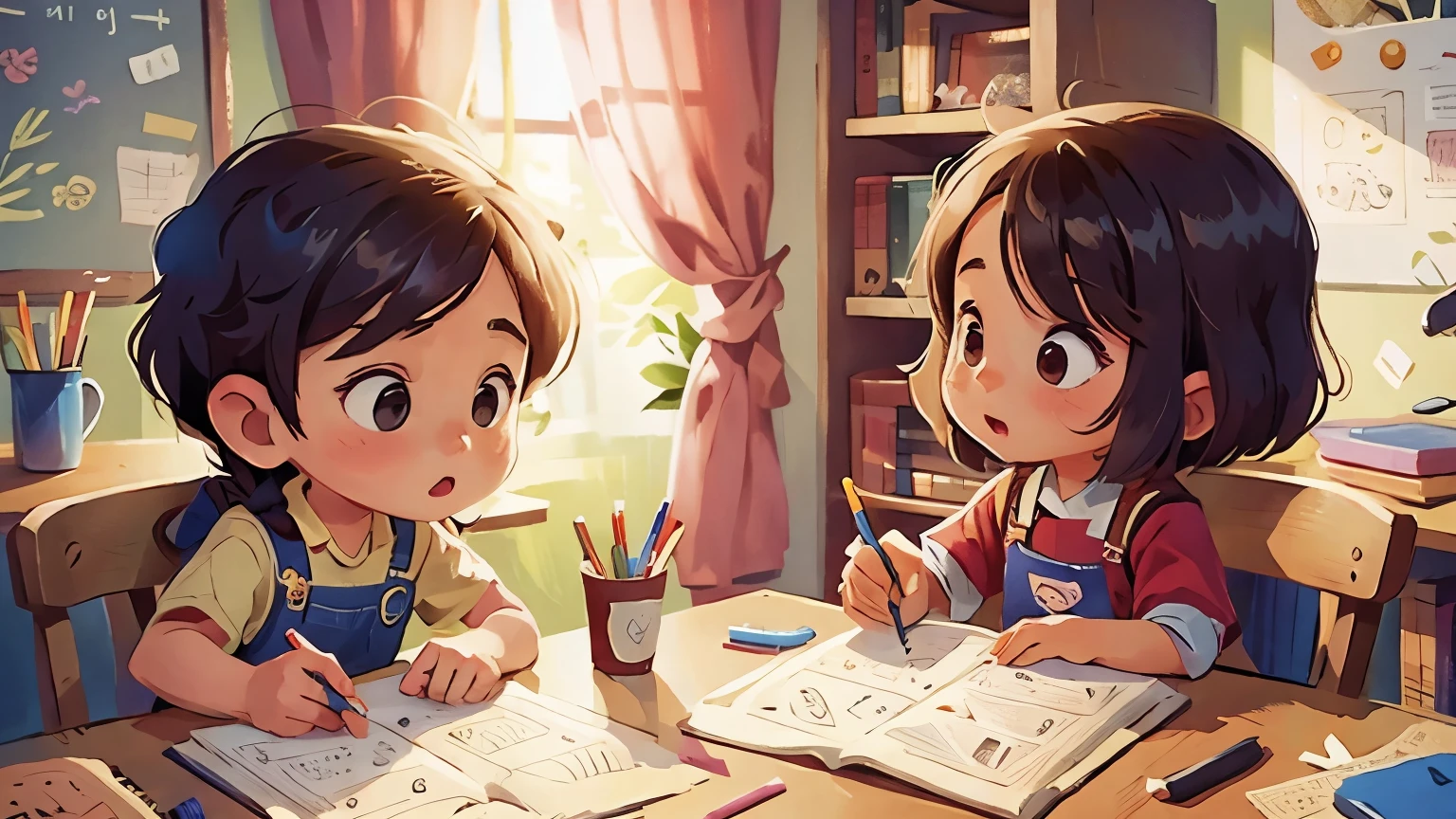 two kids drawing a picture