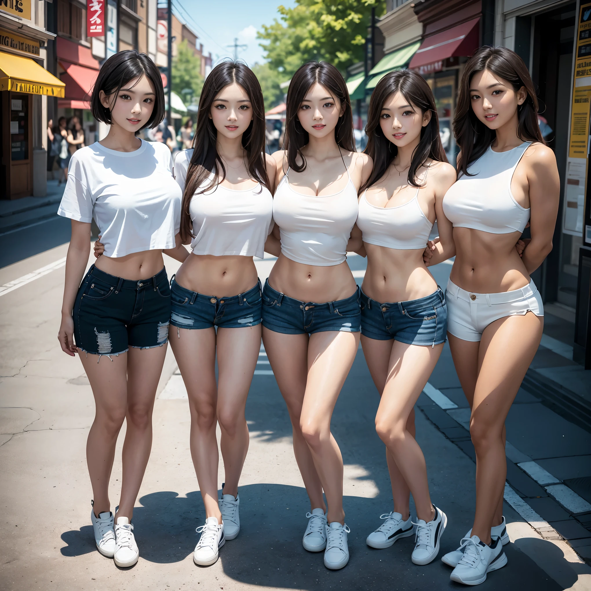 nsfw. photo realistic of 3 beautiful french lined up, beautiful western mixed oriental look, side poses. naked. nude. topless. tiny breast. college student with girlfriends. strapless, bob hair, oversized transparent see through naked. nude. in the outdoor graduation ceremony stage. standing knee apart. half body view. see through. transparent. multiple girls and friends. nsfw. cameltoe. camel toe. sport shoes.