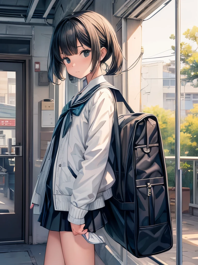 (masterpiece、highest quality、highest quality、Official Art、Beautiful and beautiful:1.2)、(One girl:1.3)Hatsune Miku、Twin tails,Beautiful breasts,Super high quality by the god of art, Super detailed, High resolution, Anime Moe Art Style, best anime 8k konachan wallpaper, pixiv Contest Winner, Perfect Anatomy, break,(Draw a girl walking sleepily to school. ),break, One Girl, (alone,,,13 years:1.3),Complete limbs, Full Finger,, The charm of androgyny, (Very short hair), Sleeping hair, My hair is messy, Flat Chest, Small Ass, between legs, Small eyes,Beautiful and exquisite black eyes, Well-proportioned iris and pupil, Disgusted Eyes,  High resolution detailed hair, , skirt, On the way to school. break,Super detailed細なスキン, Best lighting by famous artists, 8k, figure,