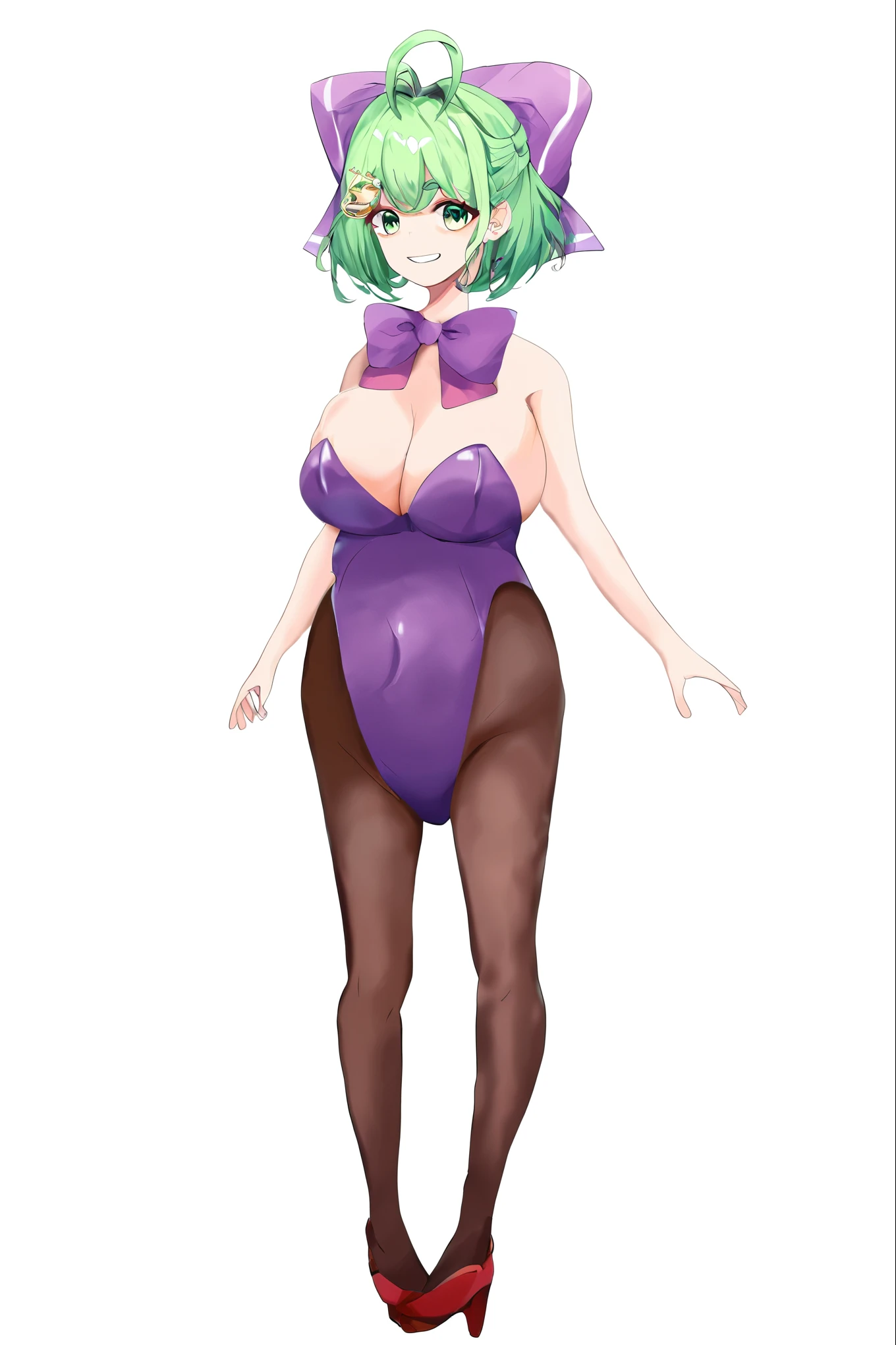 miss,front,posture,Green short hair,Green Eyes,Purple bow,Blue pleated skirt,White socks,,Small leather shoes,Antenna hair,Doudou Eyebrows,Hair rope,Everlasting,Bangs,HappyGreen Hair Bow Girl Source_Japanese cartoons,Miss, ,Fraction9,Fraction_8_rise,Fraction_7_rise,Fraction_6_rise,Fraction_5_rise,Fraction_4_up,best quality,masterpiece,full,Miss臀部,Thick thighs,Huge breasts,Huge ass,Protruding belly,Temptingposture,Viewer,Tempting_Smile,Fraction_9,Fraction_7_Direction_6_Direction_5_Direction_4_up,best quality,masterpiece,Bunny Suit,black暗的,black,High heel