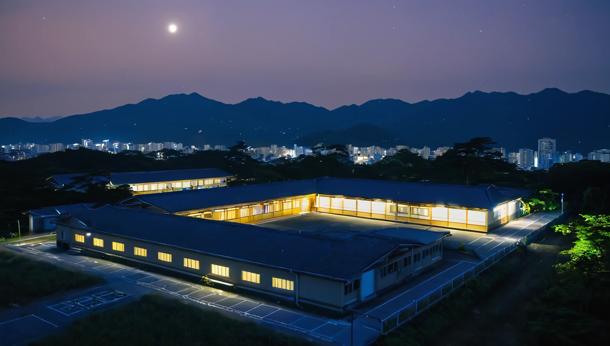 School、night、