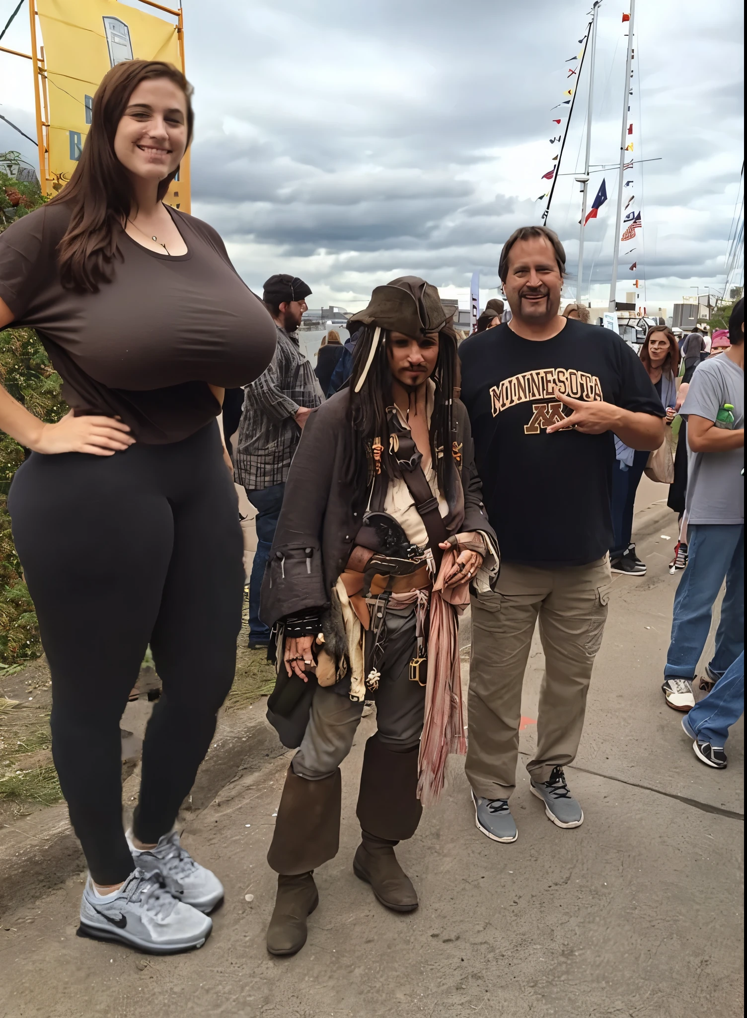 angled view, oversized plain dark baggy t-shirt, (big giant enormous oversized massive huge colossal breasts:1.5), (gigantic sagging breasts:1.5), symmetric breasts, (extremely very long full big hair)