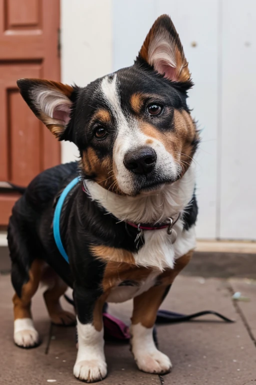 Perro asustado en estilo nueva escuela de tatuaje