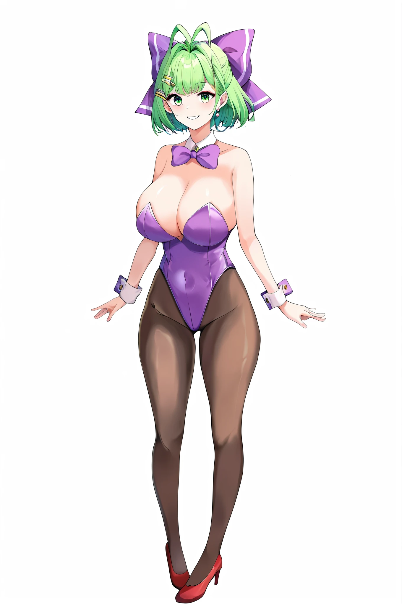 miss,front,posture,Green short hair,Green Eyes,Purple bow,Blue pleated skirt,White socks,,Small leather shoes,Antenna hair,Doudou Eyebrows,Hair rope,Everlasting,Bangs,HappyGreen Hair Bow Girl Source_Japanese cartoons,Miss, ,Fraction9,Fraction_8_rise,Fraction_7_rise,Fraction_6_rise,Fraction_5_rise,Fraction_4_up,best quality,masterpiece,full,Miss臀部,Thick thighs,Huge breasts,Huge ass,Protruding belly,Temptingposture,Viewer,Tempting_Smile,Fraction_9,Fraction_7_Direction_6_Direction_5_Direction_4_up,best quality,masterpiece,Bunny Suit,black暗的,black,High heel