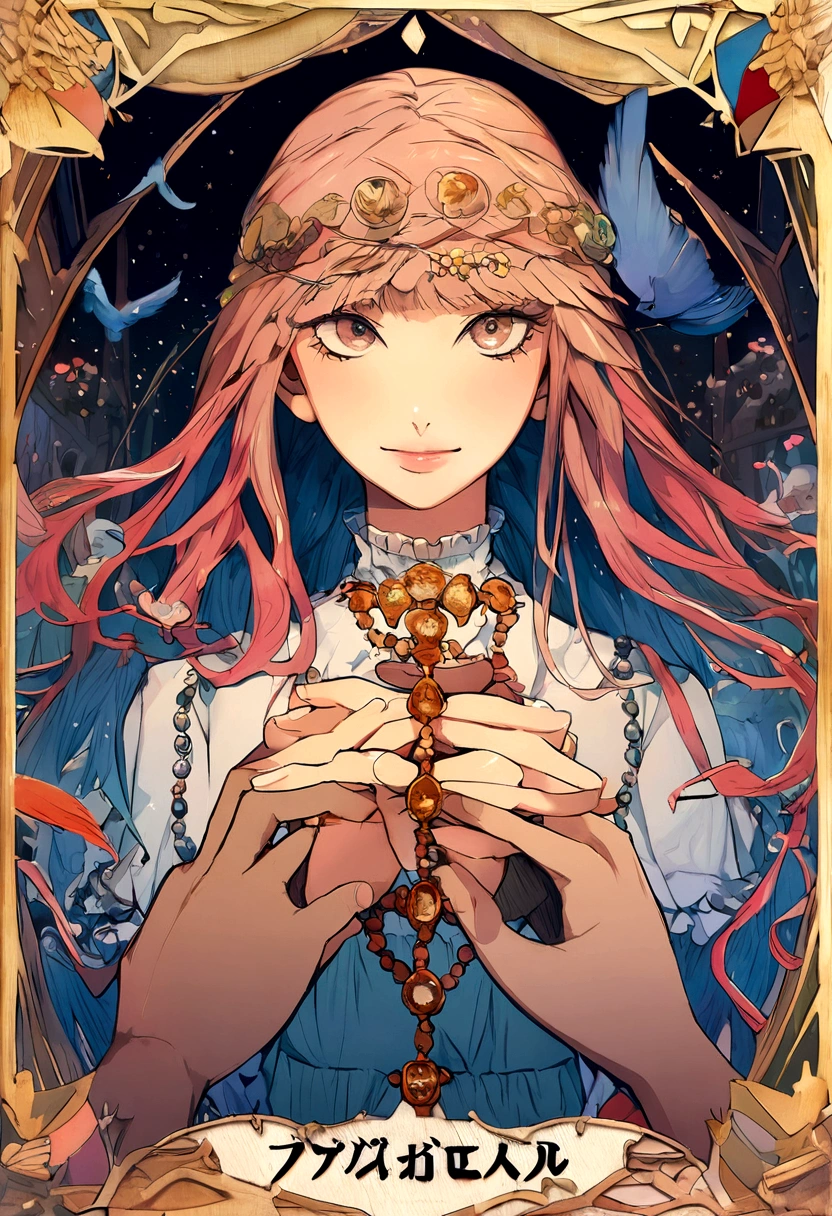 card dia dos namorados, two hands holding hands holding a wooden rosary, com umm plano de fundo paisagem de Por do sol