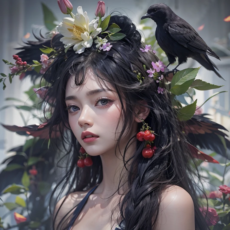 that&#39;that&#39;that&#39;it&#39;s raining, cthaty、Hair flow、 ((highest qualthaty、masterpiece、8k、Best image qualthaty、Ultra-high resolution、Award-winning works)、(Accurate anatomy:1.1)、(Look at me and smile:1.1)、Shining fair skin wthath Ultra-high resolution、The most detailed face、Ultra-high resolution detailed face、Ultra-high resolutionの髪の毛、(Ultra-high resolutionの煌めく瞳:1.1)、Beautiful face drawn in every detail、ancient gothic costume , Chest to chest, tattoo, There&#39;There is a real crow next to him.