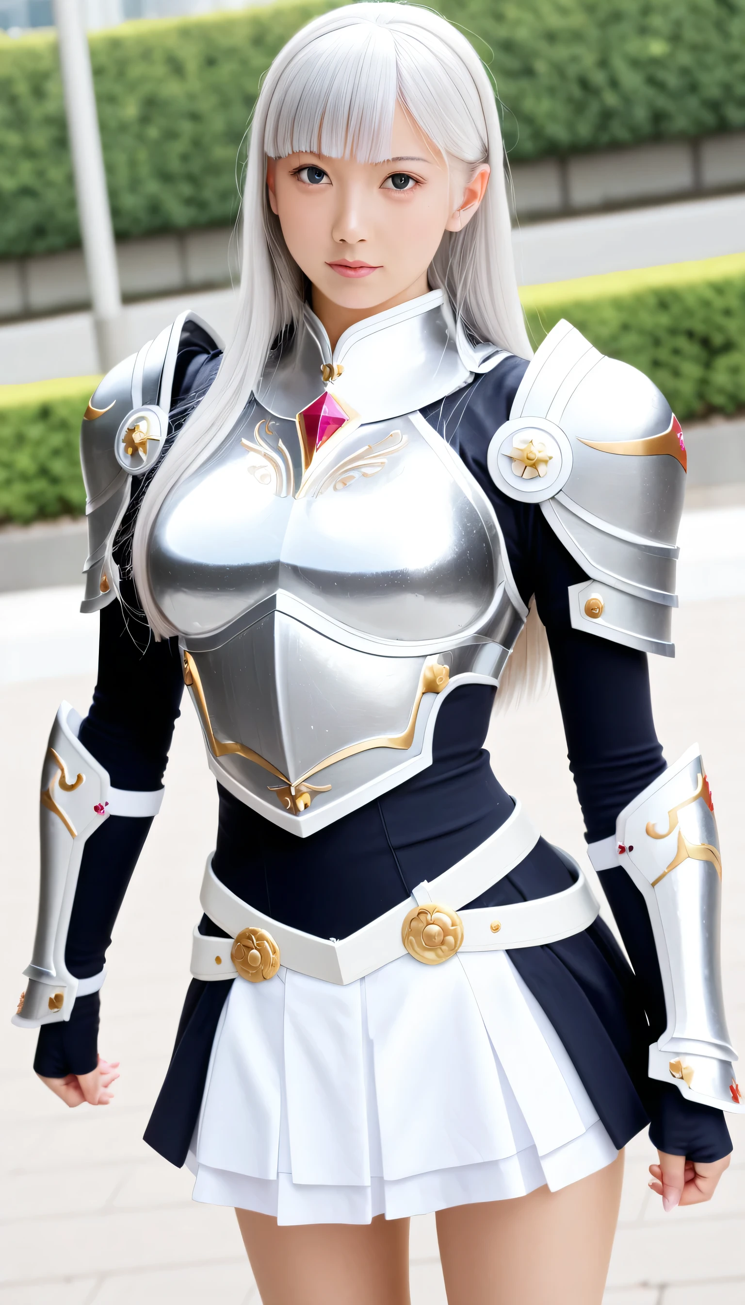 a young beautiful woman, kosmos,very_long_hair, 1girl, kosmos, solo, white_armor,best quality, ultra high res,tokyo fashion,