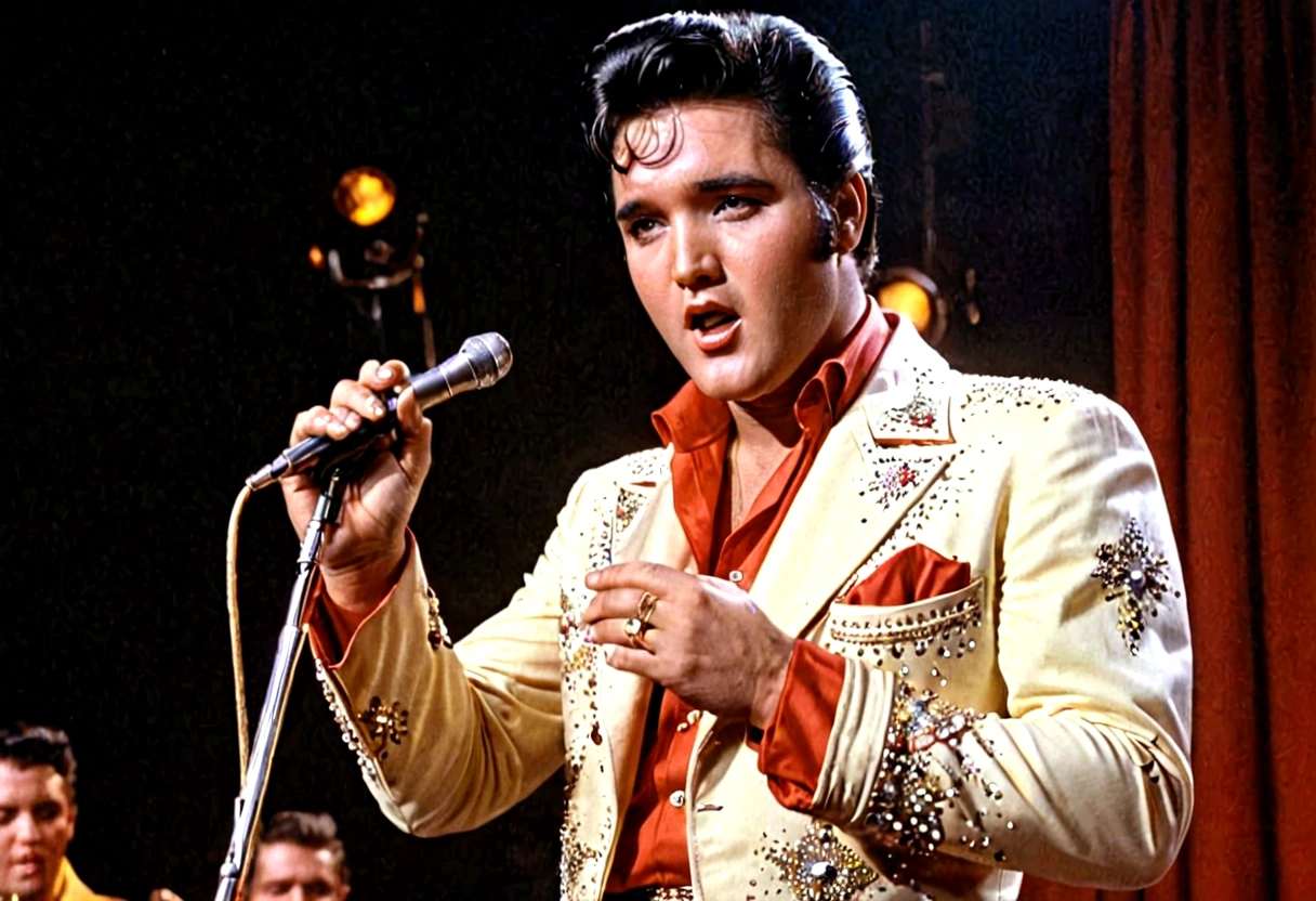 Elvis Presley singing on stage、Beautiful down to the smallest detail、8k、1960s、America