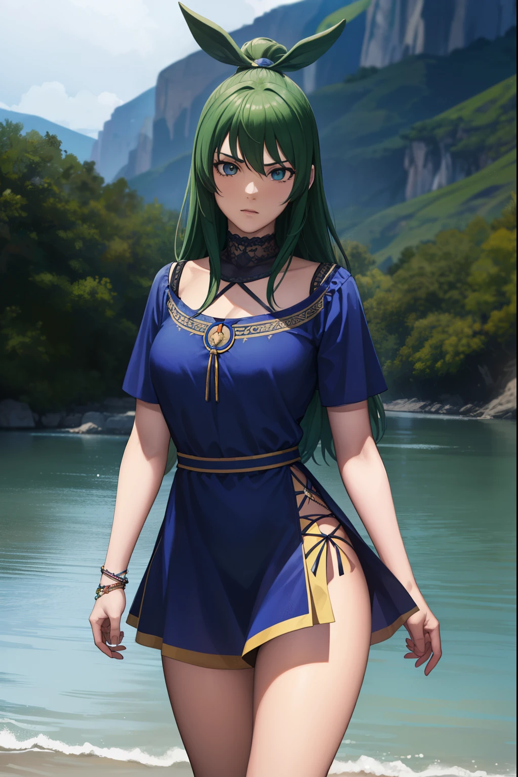 mejor calidad,4k,high resolution,obra maestra:1.2), (ultra detallado), (sin ropa) (NSFW not safe for work art) meiterumi, Mei Terumi, pelo largo, by the chestnut, (ojos verdes:1.5), Bun, pelo que cubre un ojo,vestido de descanso, hombros descubiertos, vestido azul, sandalias, medias de red, BREAK tiro de vaquero, mirando al espectador, romper en el interior, 1 chica, 20 years,hembra joven,Hermoso Finger,Hermoso long legs,Hermoso body,Hermoso Nose,Hermoso character design, ojos perfectos, perfect rostro,ojos expresivos,Balance perfecto, mirando al espectador,(centrarse en todo el cuerpo), (inocente_grande_eyes:1.0), arte oficial,Fondo de pantalla CG unity 8k extremadamente detallado, perfect lighting,vistoso, brillante_Frente_rostro_Encendiendo,piel brillante, (obra maestra:1.0),(mejor_calidad:1.0), ultra high resolution,4k,ultra detallado, Photography, 8K, hdr, high resolution, absurdos:1.2, retrato kodak 400, film grain, bokeh:1.2, destello de lente, (vibrante_color:1.2),Photography profesional, (Hermoso,Grande_senos:1.4), (Hermoso_rostro:1.5)