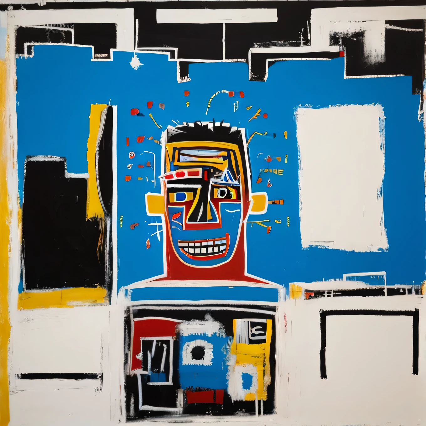Basquiat-inspired art、Only white, black and blue