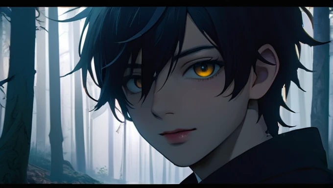 1 boy, silhouette of a boy, boy walking in a forest, doppelganger, doppelganger smiling, doppelganger with a horrifying expression, eerie atmosphere, chilling atmosphere, anime style, (best quality,4k,8k,highres,masterpiece:1.2),ultra-detailed,(realistic,photorealistic,photo-realistic:1.37),dark fantasy,dramatic lighting,moody lighting,dramatic contrast,cinematic,highly detailed face,extremely detailed eyes and face,longeyelashes,beautiful detailed eyes,beautiful detailed lips,intricate details