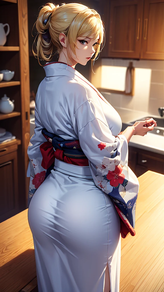 there is a woman who is squatting on the sofa,(((Uma MILF: 1.4))), (curved:1.35),(((darkskin))),curved physique,, thick body，((large nipple)),((completely naked)), (((grabbing the ass under the yukata))),((opened the yukata)),sakimichan, model in Japan，((Sexual suggestiveness)),