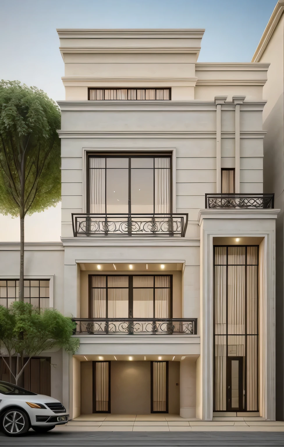 1 neoclassic house:, townhouse, neo classic detail:1.2