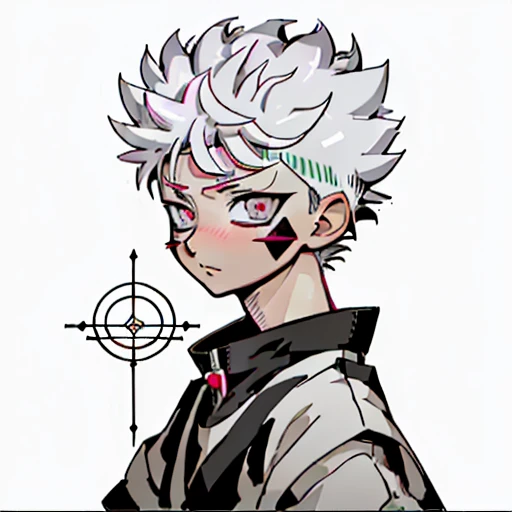 Beauty Salon,(Killua Zoldyck " Hunter x Hunter) logo, vector, line art, design, inspired, straight,