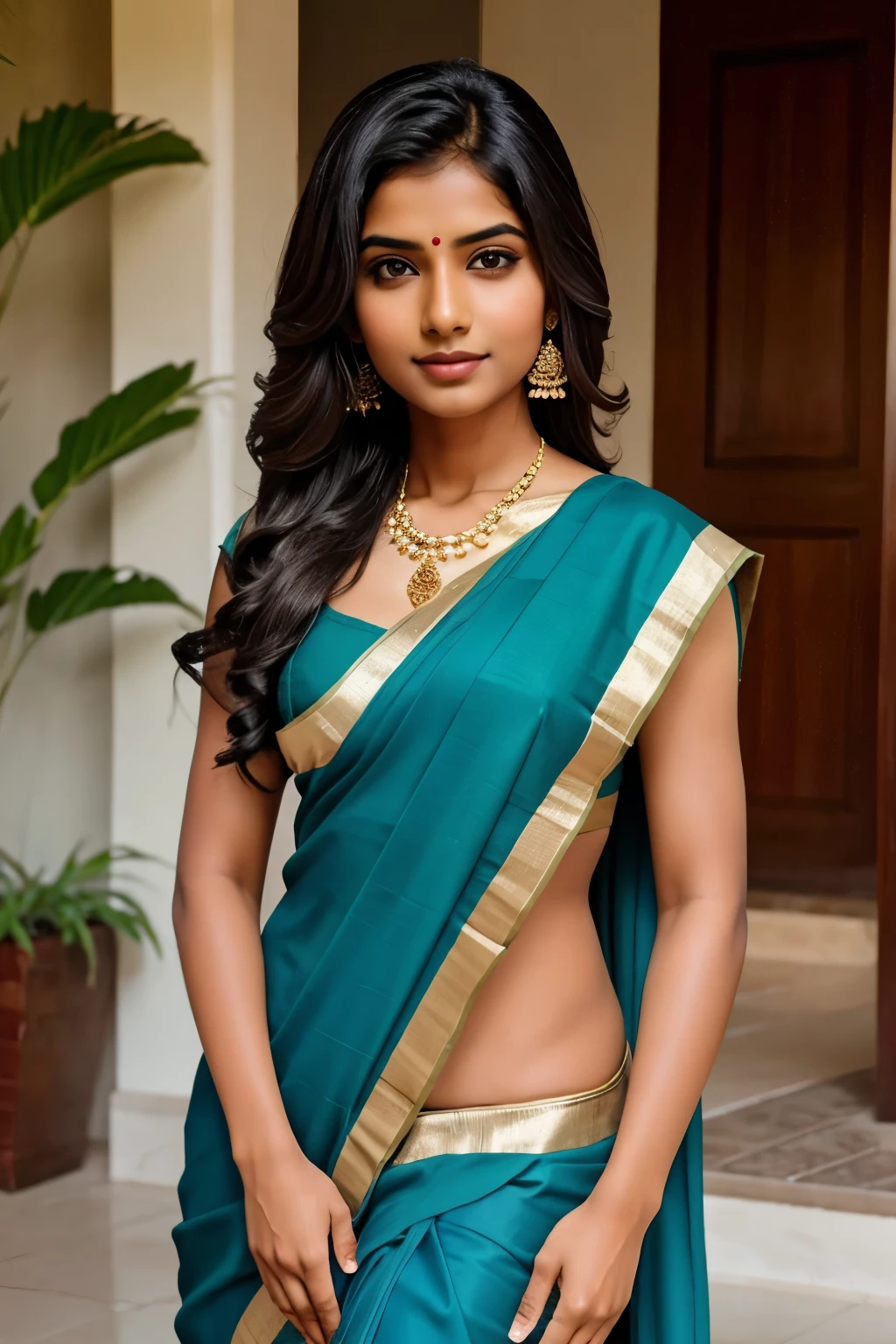 Indian girl in saree, fit and fine