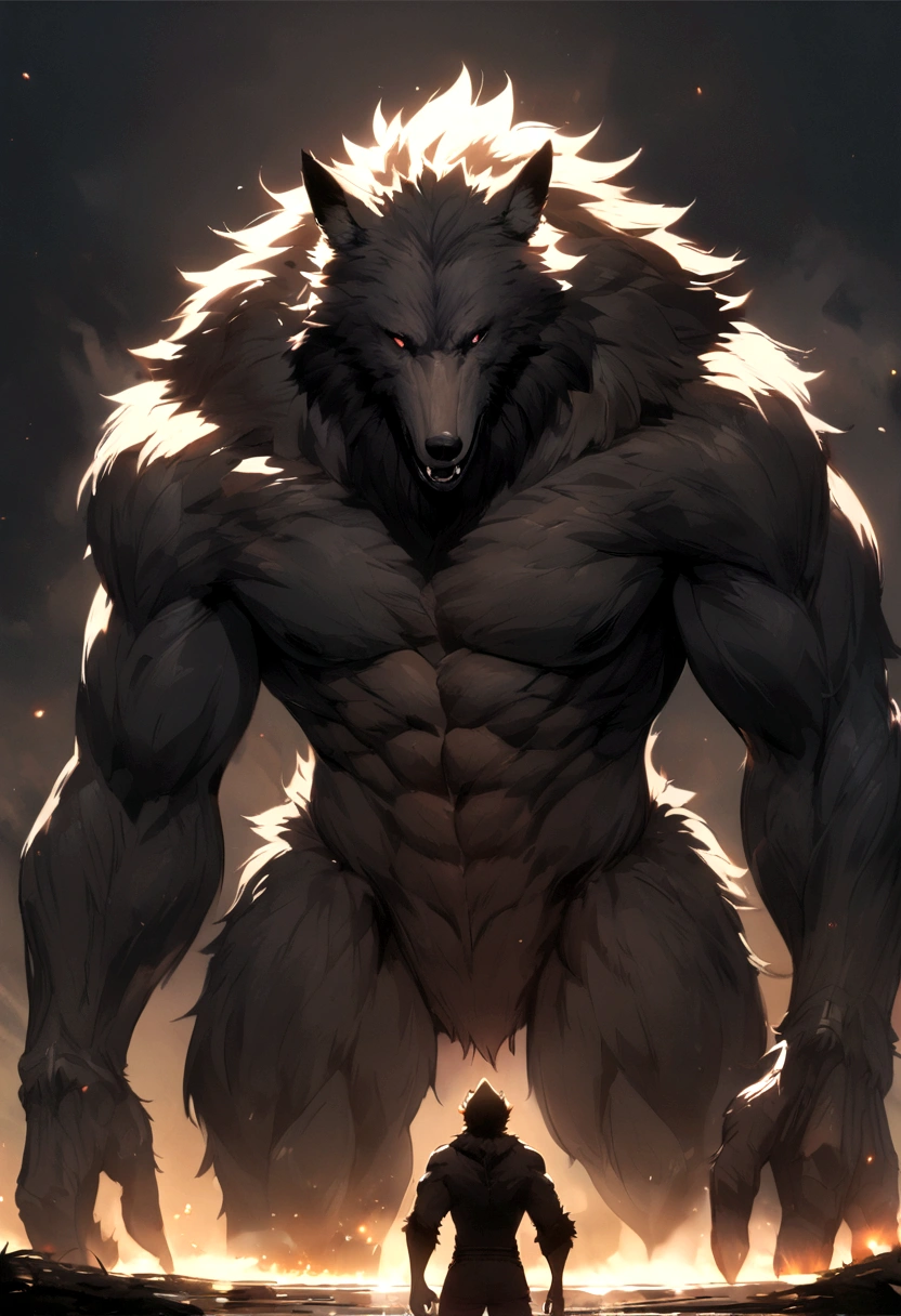 giant werewolf black humanoid wolf.