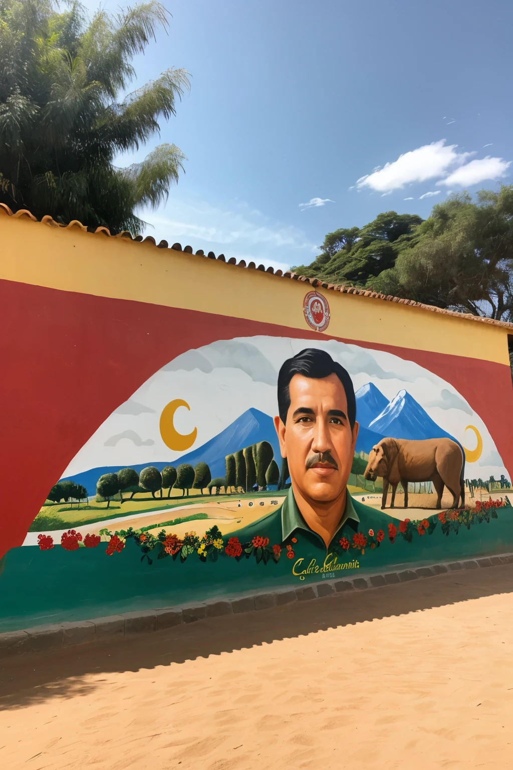 ((mejor calidad)), ((obra maestra)), (detallado), MURAL LARGO en un parque de UNA LINEA DE TIEMPO del trabajo de los CAMPESINOS