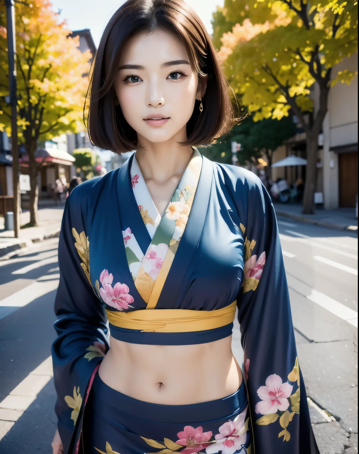 ((highest quality, 8k, masterpiece: 1.3)), Japanese women,whole body, Sharpen your focus: 1.2, Outstanding beauty: 1.4, Slim Abs: 1.2,Green kimono: 1.2, (Japanese atmosphere, street: 1.1), Highly detailed face and skin texture, Fine grain, double eyelid,Please change the pose too
