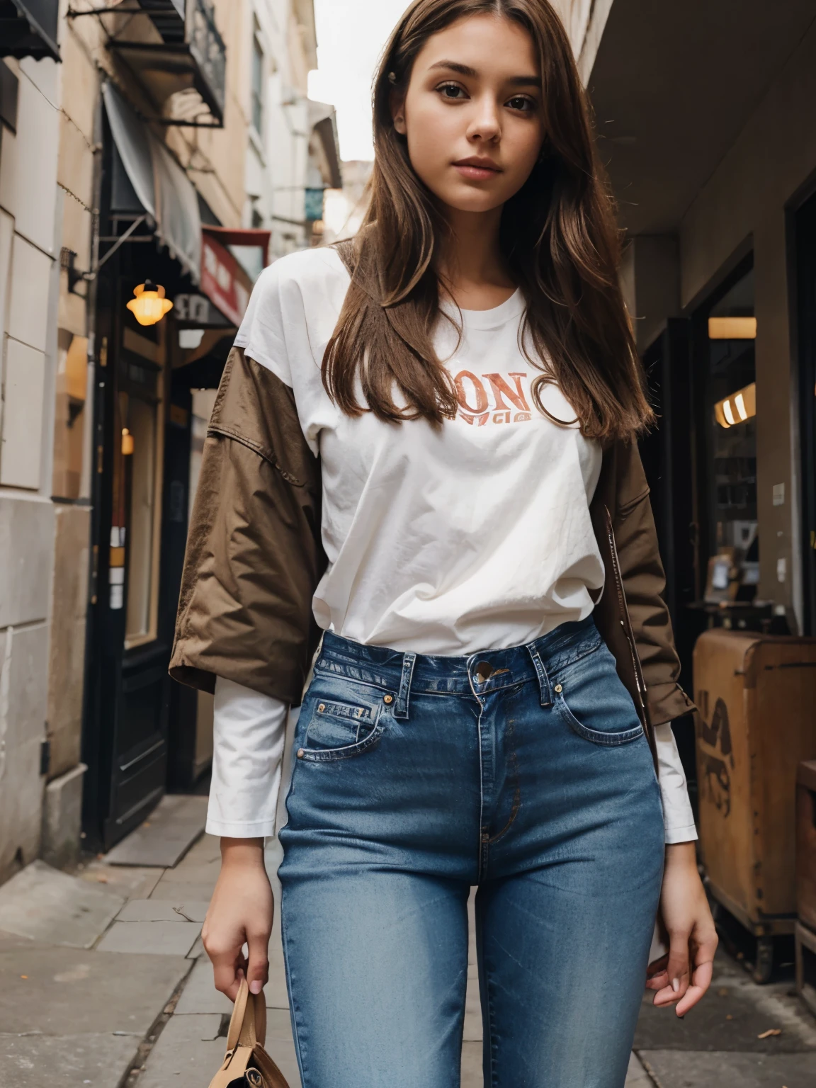 Girl Brown with Jeans flare