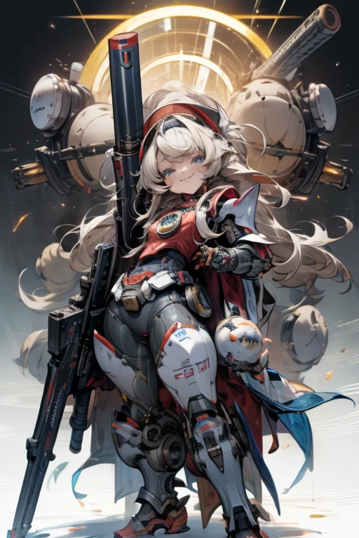 (masterpiece),highest quality,Super detailed,8k,Transistor Grammar,Girl,Silver Hair,Blue Eyes,Expressionless,gigantic breast,Long Hair,Loose curls,Heavy Armor,Missile Pod,Two cannons,Gatling Gun,Vulcan cannon,Gun Blade,Missile Box,Electromagnetic Barrier,Giant arm,booster,Countless cables,Shotgun,Countless machine guns,generator,Over-technology,Super Heavy Armor,Powered Suit,Decisive Weapon,Rail Cannon,One Man Army,Vulcan cannon,Over-spec,cyborg,Integration,Air Combat,Thruster,Diva Suit,,Mechanical Armor,(Heavy equipment:1.5),The chest is open,(Symmetrical:1.6)