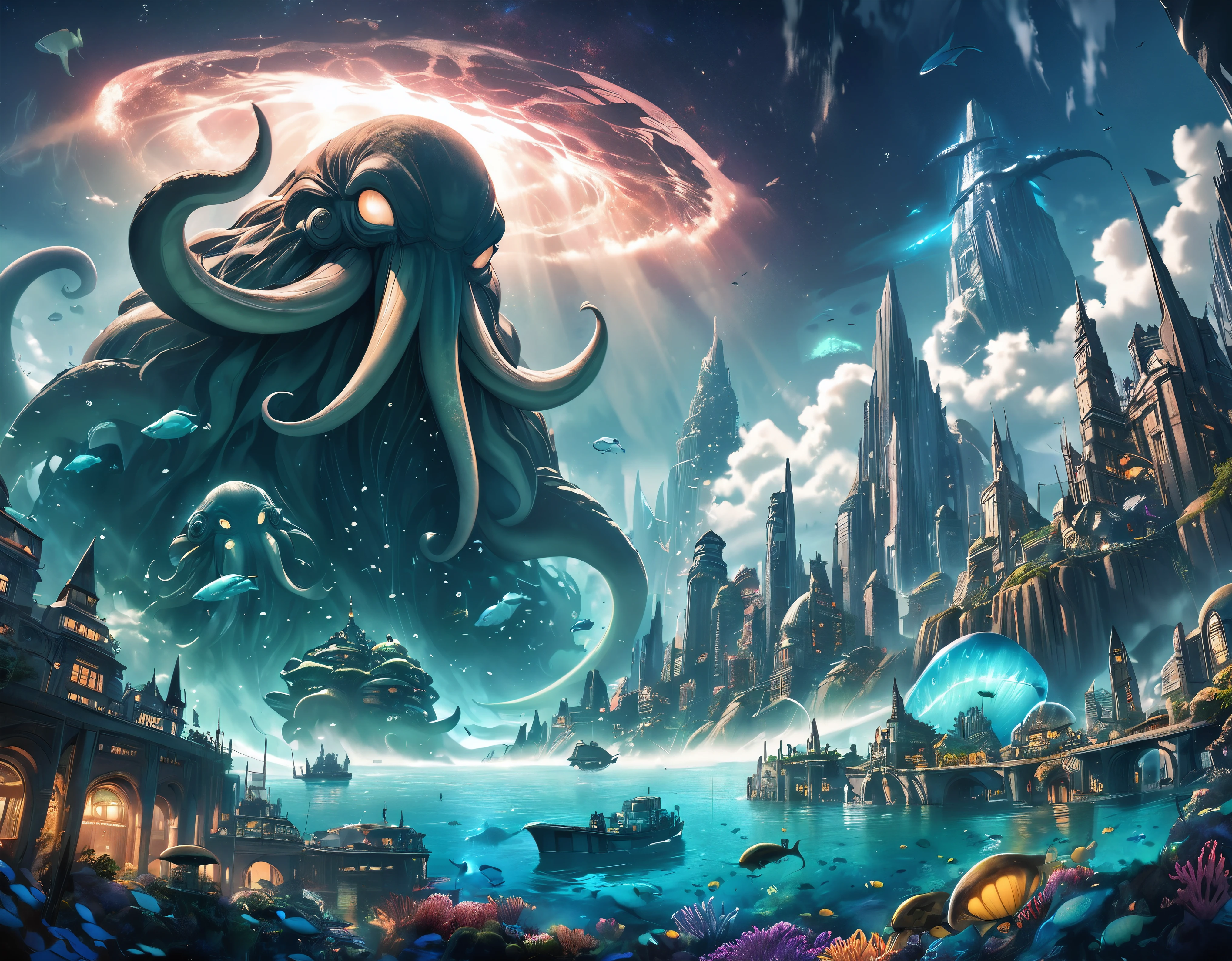 Undersea City, The Terror of the Universe, Landscape Photography, Giant Mountain and Chthulhu, 