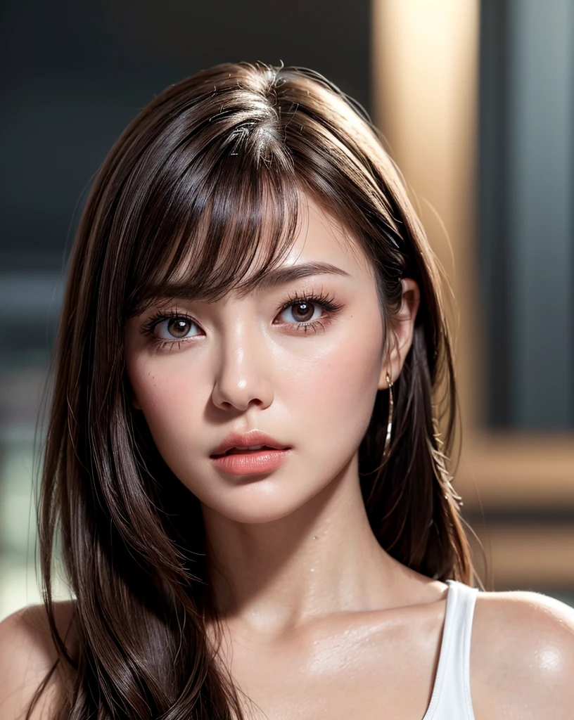 (Best quality, 4k, Masterpiece :1.4), pretty woman, 1girl, sexy :1.1, bangs dark brown hair: 1.1, (office uniform), ultra-detailed face, detailed lips, detailed eyes, double eyelid, in the dark, deep shadow, low key, cold light, (Best quality, 4k, Masterpiece :1.4), pretty woman, 1girl, sexy :1.1, dark brown hair: 1.1, white tank tops, ultra-detailed face, detailed lips, detailed eyes, double eyelid, in the dark, deep shadow, low key, cold light, (fantasy library background),
