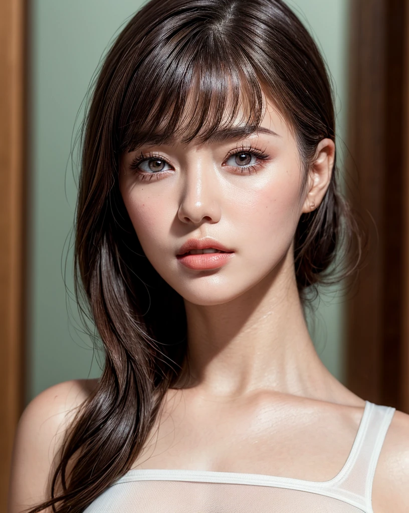 (Best quality, 4k, Masterpiece :1.4), pretty woman, 1girl, sexy :1.1, bangs dark brown hair: 1.1, (office uniform), ultra-detailed face, detailed lips, detailed eyes, double eyelid, in the dark, deep shadow, low key, cold light, (Best quality, 4k, Masterpiece :1.4), pretty woman, 1girl, sexy :1.1, dark brown hair: 1.1, white tank tops, ultra-detailed face, detailed lips, detailed eyes, double eyelid, in the dark, deep shadow, low key, cold light, (fantasy library background),