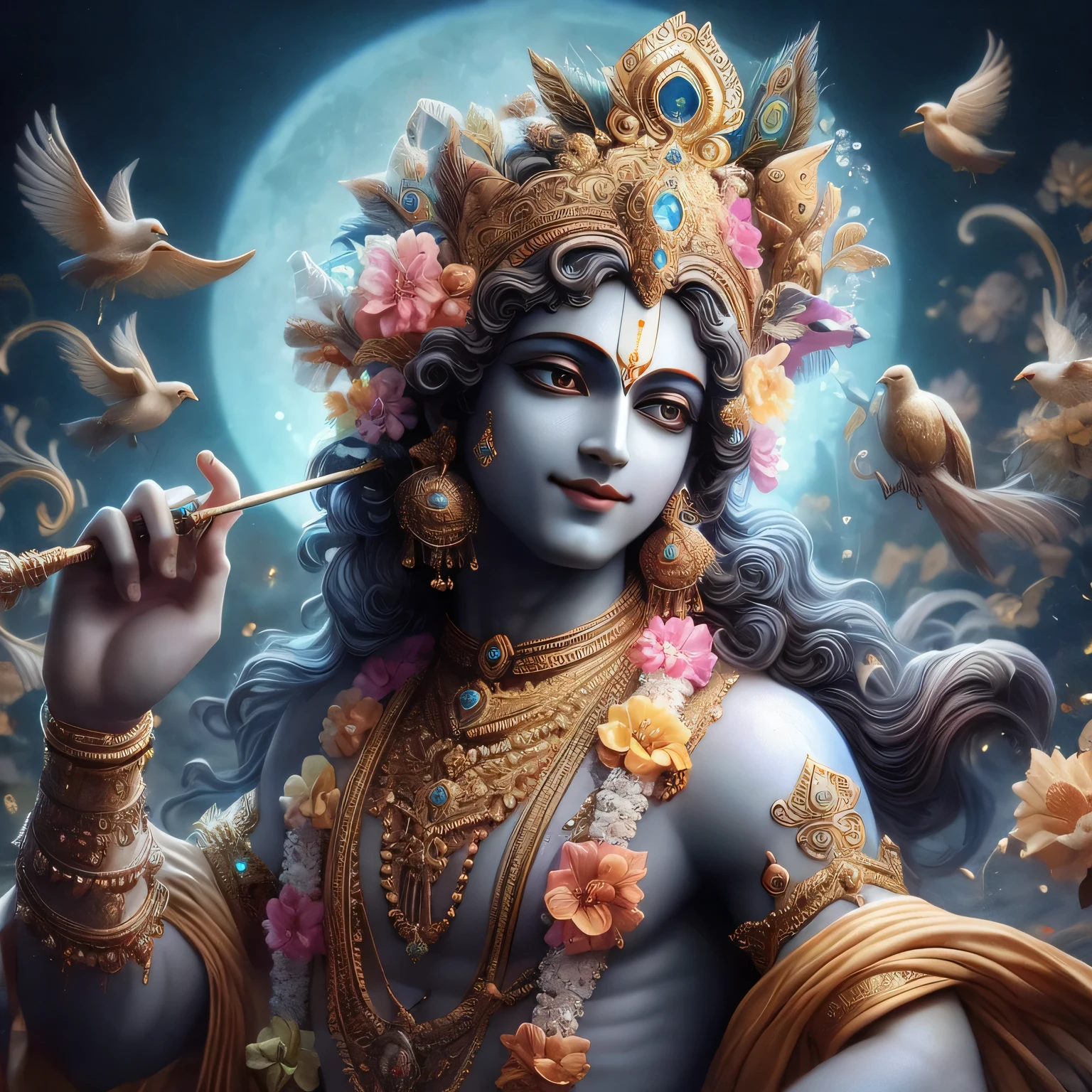 Lord krishna, 4k, realistic flute hdbe h