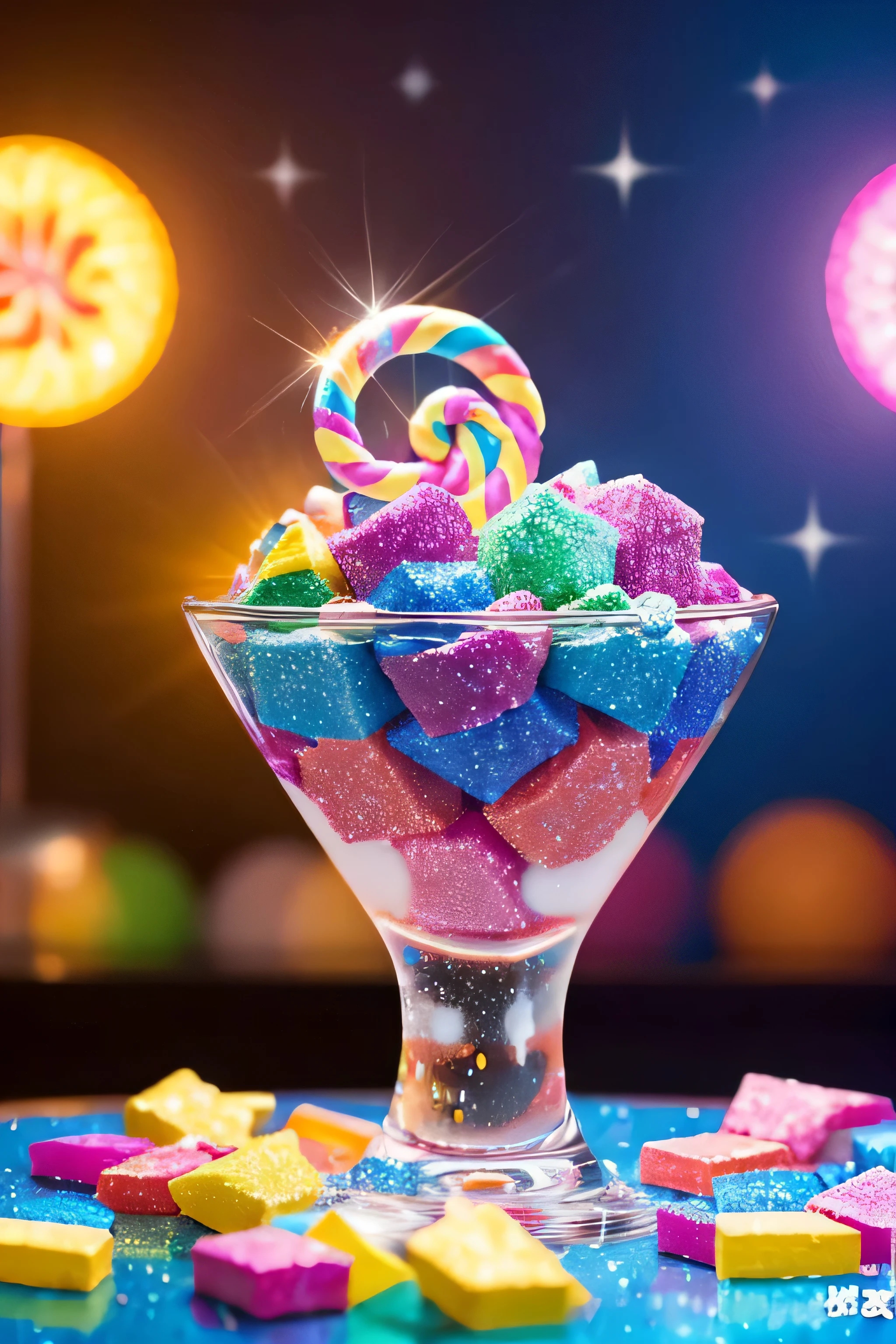 live-action colorful Sparkling sweets