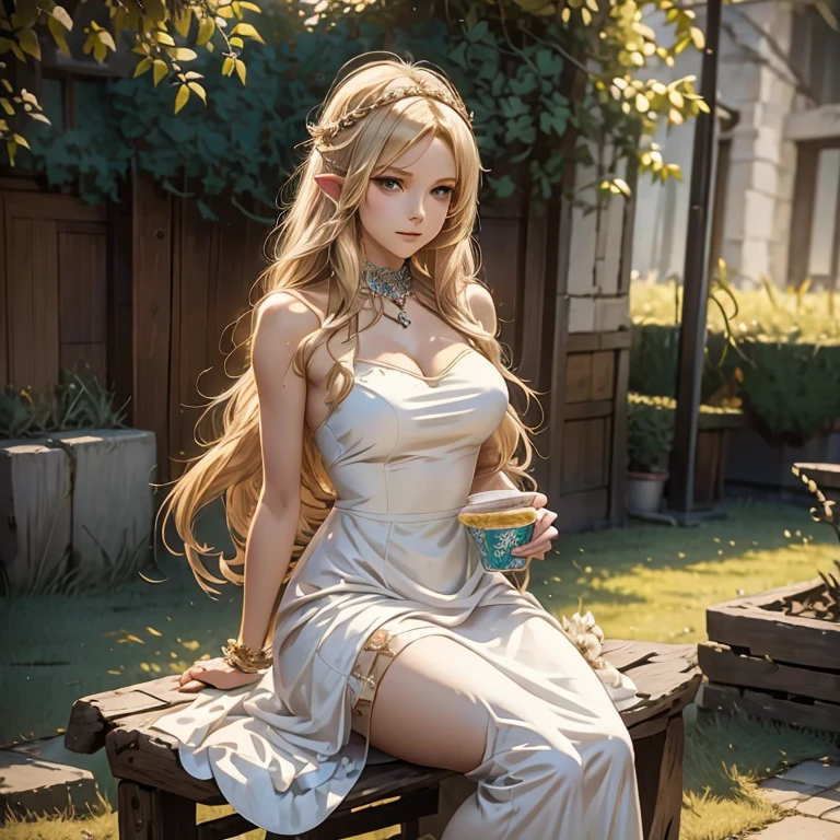 Close-up of a woman with very long hair and a very pretty dress, Beautiful and elegant elven queen, 8k high quality detailed art, Complex and gorgeous anime CGI style, Anime Style. 8k, Gweiz-style artwork, 8k portrait render, 3d rendering character art 8k, Detailed digital anime art, Fantasy art style
