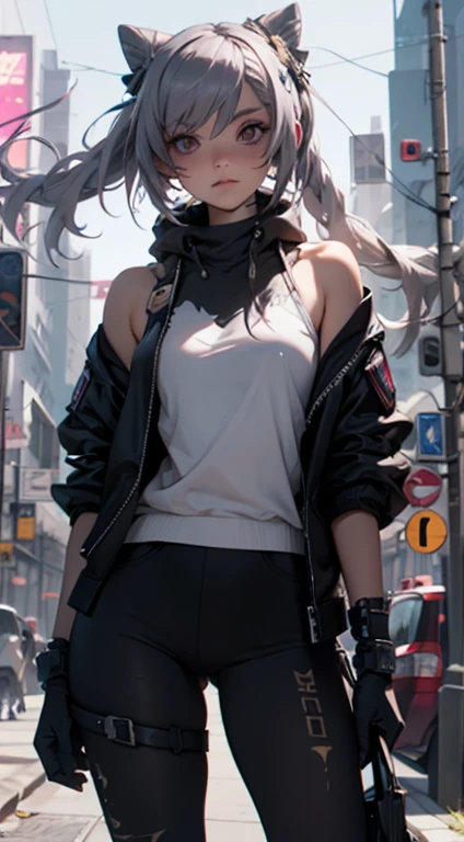 Chica Cyberpunk biotransparente, post-apocalipsis