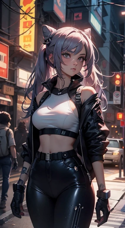Chica Cyberpunk biotransparente, post-apocalipsis