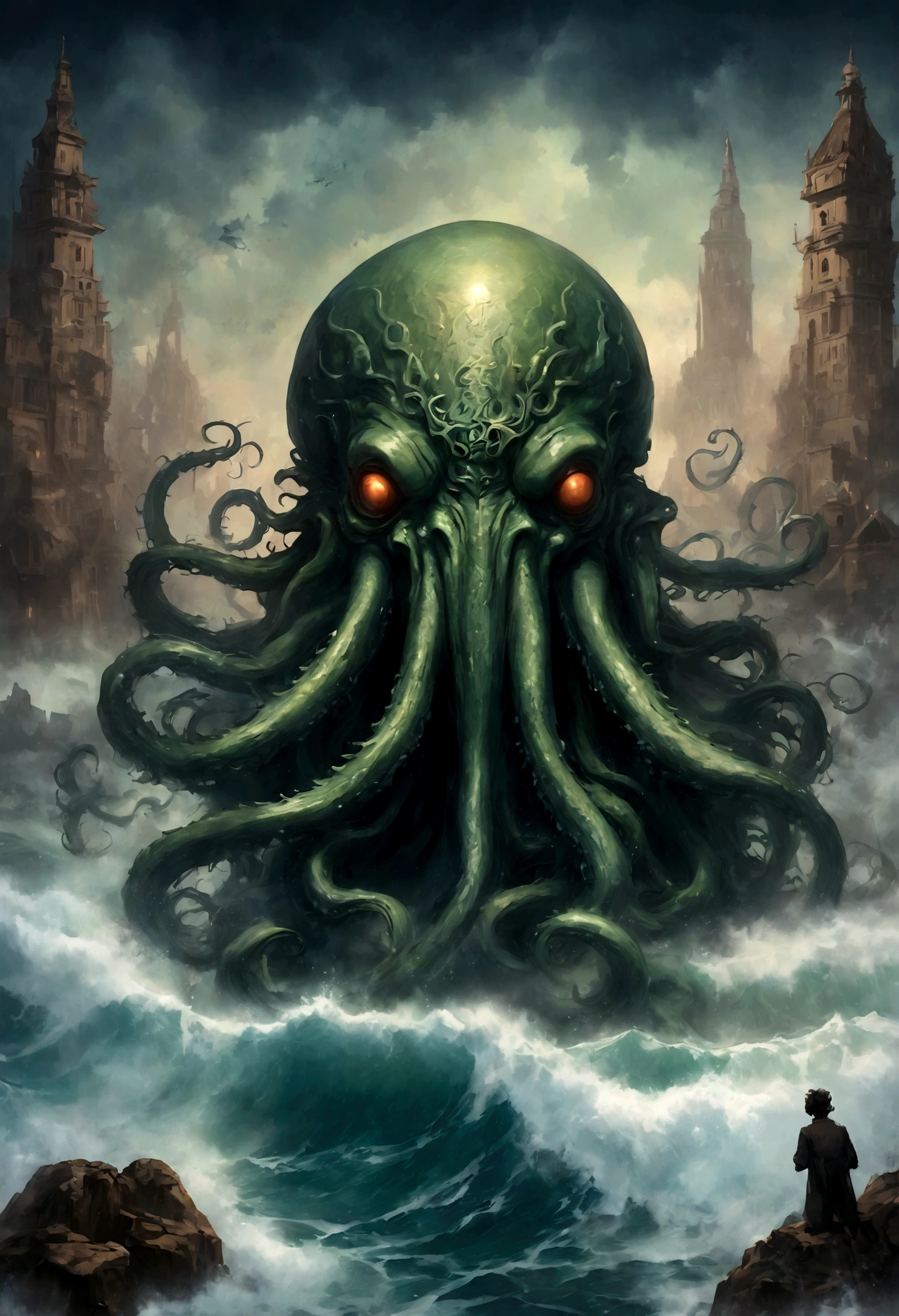 "The Great Cthulhu(Great Cthulhu)”,Sleeping God,Lord of R'lyeh,One of the symbols of the presence of "water"。It sleeps in the underwater city of R'lyeh in the South Pacific.,But affected by the cosmic phase or other external factors,Sometimes the city of R'lyeh will be unsealed and appear on the sea。Cthulhu will occasionally use induction to contact unspecified humans in the distance.,Those humans who came into contact with Cthulhu,Generally speaking, it is quite sensitive,Many people go crazy because of contact。However, sometimes,Some artists have become famous for getting this crazy inspiration