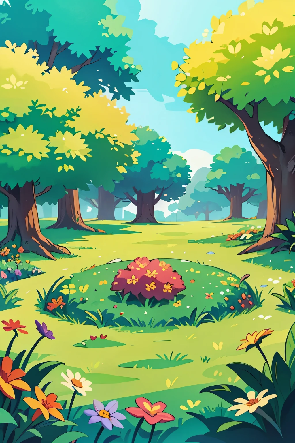 create a scene of a magical field of flowers without animals or people, just the landscape in the best possible quality