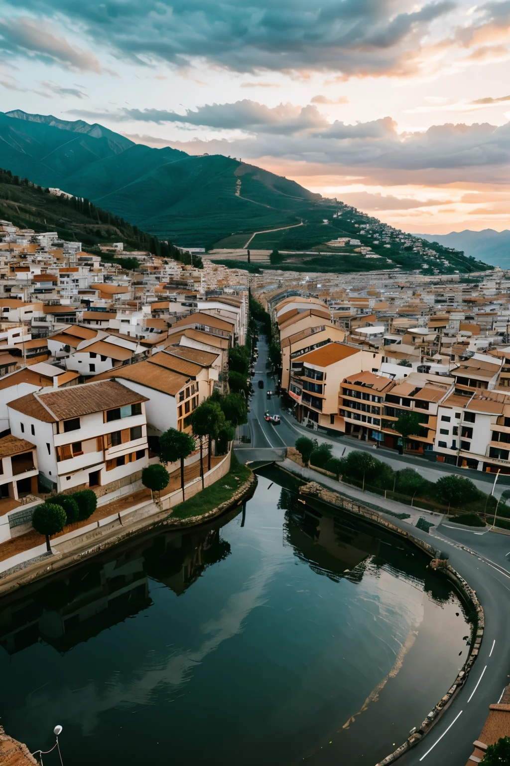 Pueblo little, manga version, 50 habitantes, vista desde el cielo, little ,se ven todas las casas, little, casas little, luz, iluminada, pueblo little armoniosa, fondo de pantalla, foto hiperrealista de un pueblo little, lluvia, regular lluvia, aesthetic, cinematic, 8k, 8K UHD, DSLR, alta calidad de imagen.