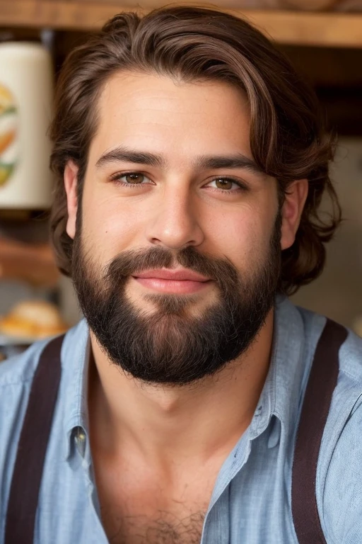 Handsome and handsome man, 35 ans, Mediterranean, porter un costume, Intelligent, chaud, goddess, barbe, full lips, beautiful medium brown hair, fort, yeux marrons, du gel dans ses cheveux, hyper realistic, chef-d&#39;artwork, (( super detailed, pchaudorealistic ,8k)), porter une cravate bleu marine, faire preuve de réussite et d’intelligence, in front of the camera, je regarde le centre de la caméra (point culminant sur ses yeux), and serious and rude expression with a provocative face, marcher dans une nuit lumineuse dans une rue cyberpunk