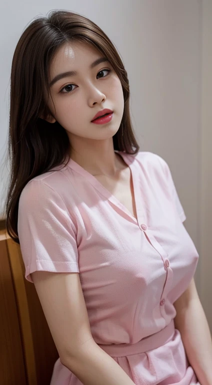 There are 2 people, one male and one female. Nam is a 40 year old man, chiều cao 180cm (wear a suit, Handsome, Fascinating, charming, Chinese people, broken valve, big boy, rich); Female is a 16 year old Korean female student, chiều cao 165cm (beautiful, Brown hair, White skin, big eye, pink lips, innocent, gentle, clothes, Wet white shirt, piercing, nhìn thấy áo ngực đỏ, ngực to, large nipples, large pink areola, mông đầy đặn); sitting posture, 100% Body, The man lies below the girl, Touch sensitive parts, kiss, kiss lips, tongue button, Girl sits on man's penis; There was sweat on the girl's body, semen; on the sofa, in bed