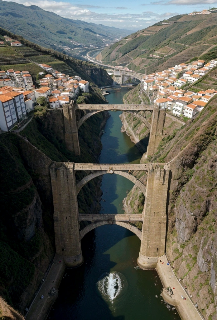 ponte de madeira hiper realista zoom, primeira pessoa passando por cima