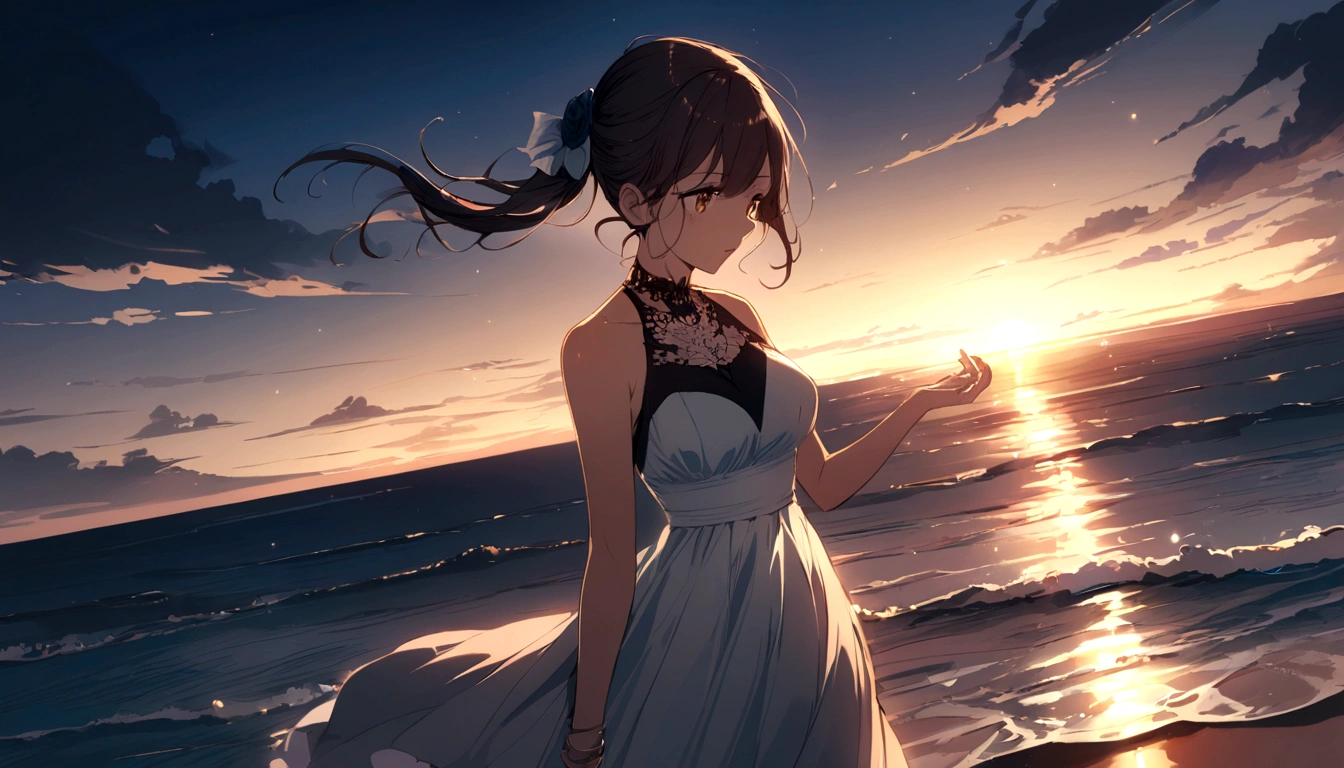 girl、Lori、hirt、summer、Seaside、night
