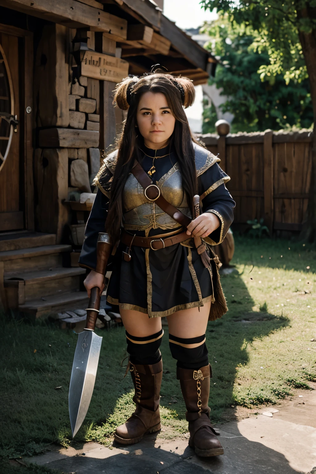 Dwarf woman, cleric, war axe