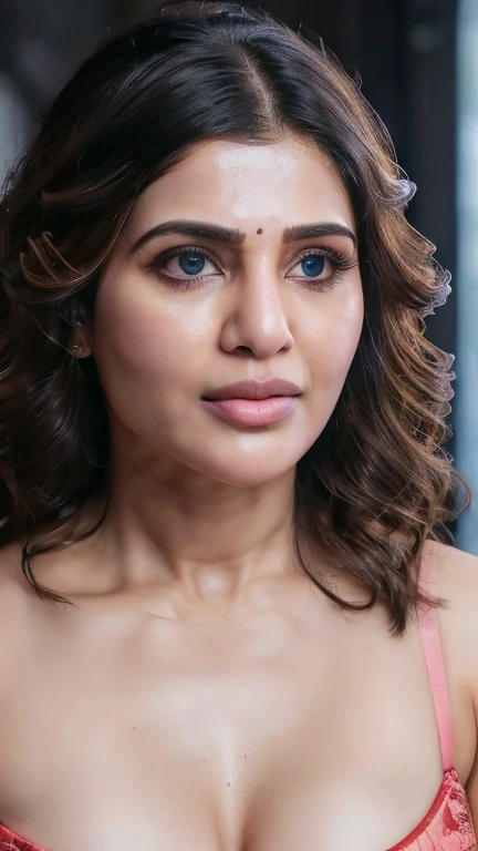  No makeup, samantha ruth prabhu, ((free uncombed hair)),((selfie view)), closeup body, ((tall body)),(( looking at viewer)),((big cheeks)),30 year old woman,1woman,solo,medium breasts,(fleshy face),long hair,cleavage,navel,midriff,( bedroom) ,((lingerie)),
best quality,an extremely delicate and beautiful,CG,unity,8k wallpaper,Amazing,finely detail,extremely detailed CG unity 8k wallpaper,incredibly absurdres,huge filesize,ultra-detailed,highres,extremely detailed,beautiful detailed girl,realistic,broad fleshy body, ((perfect eyes nd eyebrow))