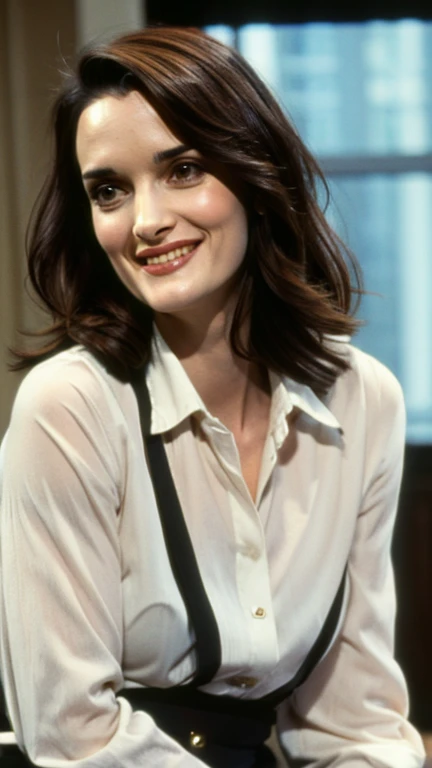 Winona Ryder with clothes and smile
