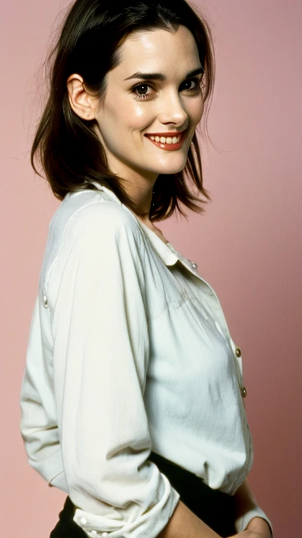 Winona Ryder with clothes and smile
