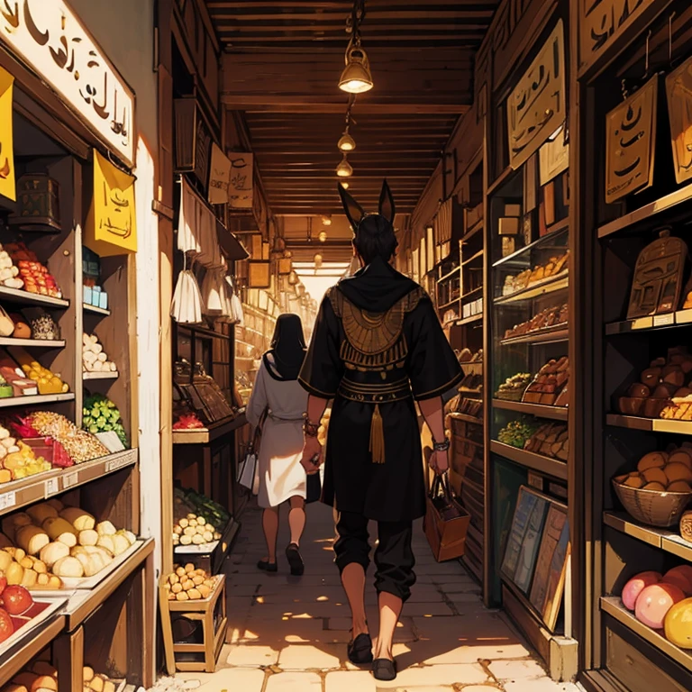 The Egyptian god Anubis, searching for it's prey in a souk in Marrakech