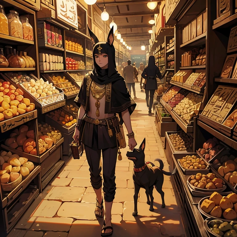 The Egyptian god Anubis, searching for it's prey in a souk in Marrakech