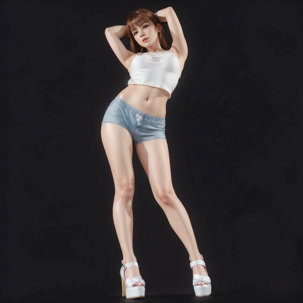 Kasumi, brown eyes, (best quality, ultra-detailed), (realistic:1.37), beautiful and detailed face, ultra-realistic texture, delicate face, delicate body, red lipstick, bright colors. High definition, 8K