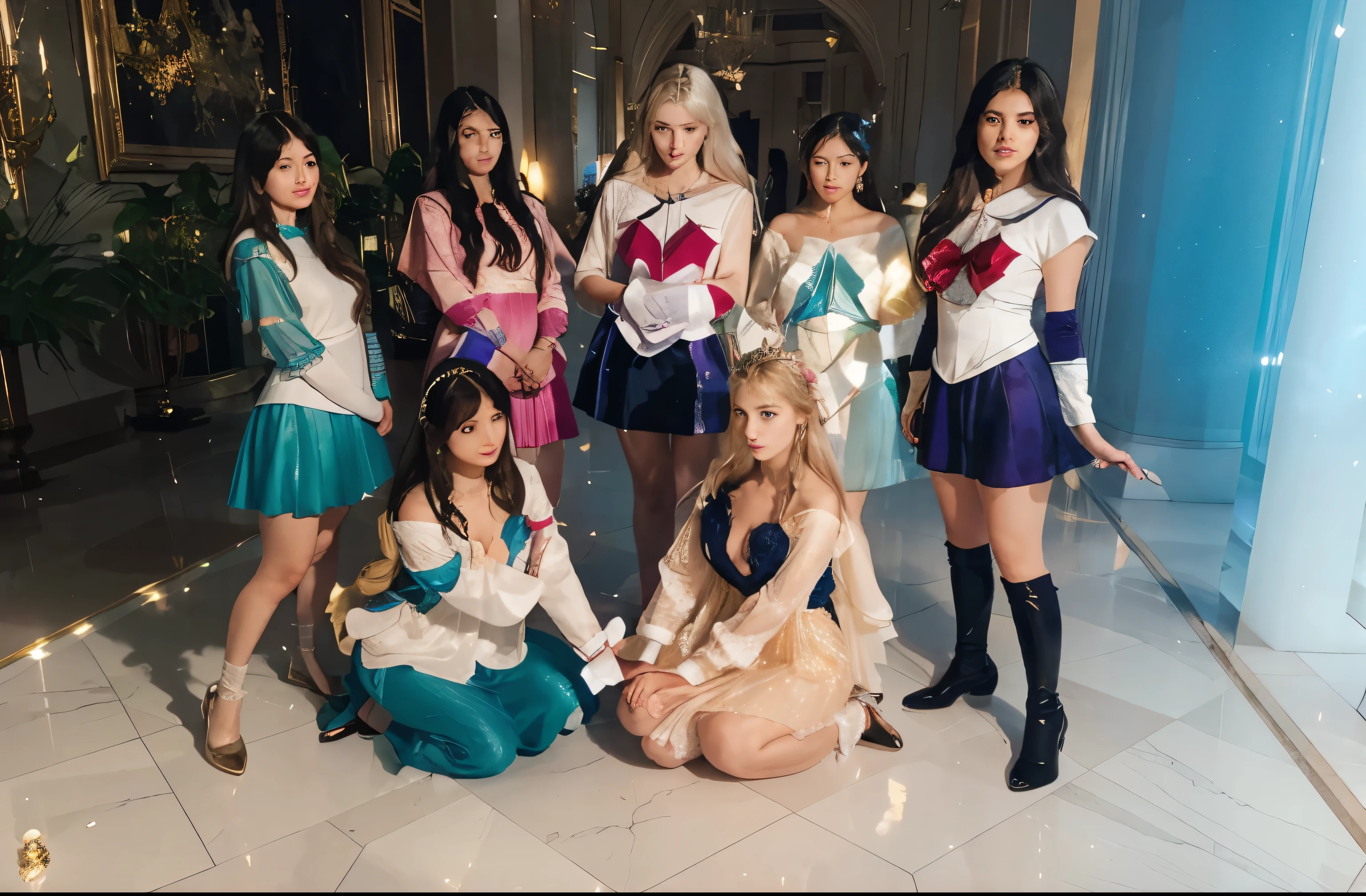 (Best quality, 8k, 32k, Masterpiece, UHD:1.2), "Imagine the stunning and ethereal Crystal Palace from the world of Sailor Moon. Describe an awe-inspiring palace made entirely of crystal, towering majestically in the center of Crystal Tokyo. The palace glows with a radiant, otherworldly light, reflecting and refracting the colors of the rainbow through its transparent walls and spires.
The architecture is a blend of futuristic design and regal elegance, with tall, slender towers that reach towards the sky and intricate detailing that glistens like diamonds. The main hall of the palace is a vast, open space with high ceilings and grand chandeliers made of crystal that cast shimmering light across the room. The floors are smooth and mirror-like, creating a sense of endless space and light.
Surrounding the palace are lush gardens filled with vibrant, otherworldly flora that bloom in the presence of the palace's magic. Fountains of crystal-clear water create soothing sounds, and pathways made of crystalline stones lead visitors through the gardens to the palace entrance.
Inside the palace, rooms are adorned with delicate crystal furnishings and soft, glowing light that creates a serene and peaceful atmosphere. The throne room, where Neo-Queen Serenity and King Endymion preside, is the heart of the palace, featuring a grand throne made of the purest crystal and surrounded by shimmering curtains and elegant décor.
Describe the daily life within the Crystal Palace, the activities of its royal inhabitants, and the interactions between the Sailor Guardians as they protect and govern Crystal Tokyo. Highlight the sense of peace, beauty, and magic that permeates the palace, making it a symbol of hope and prosperity in the Sailor Moon universe."