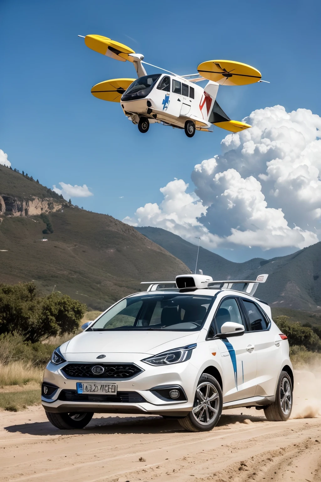 ((melhor qualidade)), ((Obra de arte)), (detalhado), 1 flying car crossing the skies.