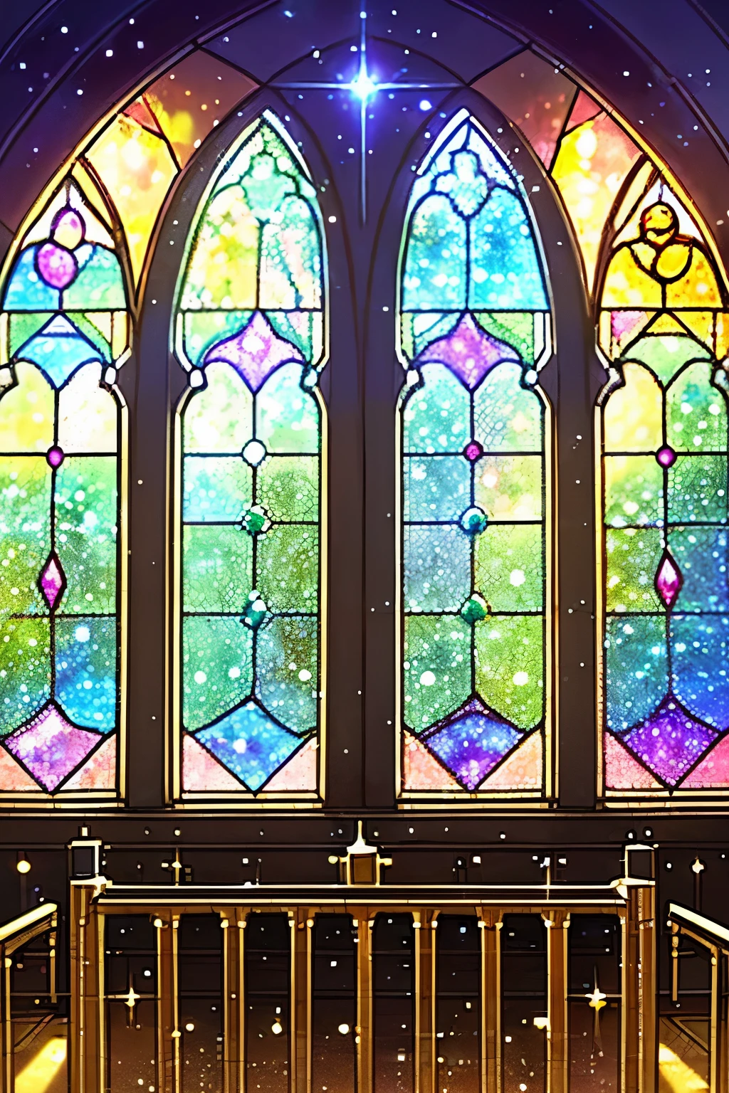 ((worst quality, low quality)), (A church with a solemn atmosphere, (stained glass background:1.3)), ((shining sunlight)), (light particles, shine of light, light:1.4), muste piece,best quality,Super detailed,